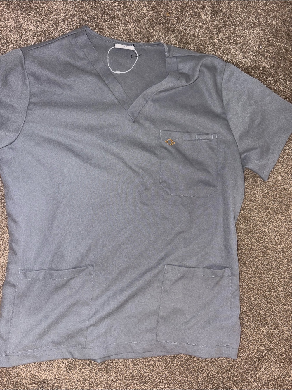 Women’s Gray V-Neck Scrub Top with Chest Pocket - Performance Workwear
